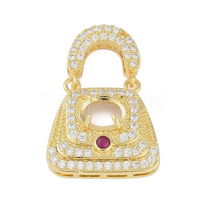 Brass Micro Pave Clear Cubic Zirconia Pendant Cabochon Settings KK-U026-06G-1