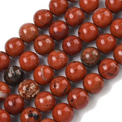 Natural Red Jasper Bead Strands G-K153-B19-8mm-1