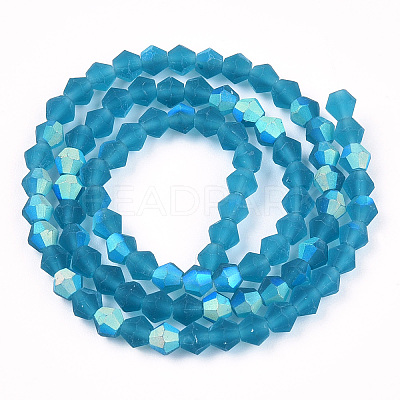 Imitate Austrian Crystal Bicone Frosted Glass Beads Strands GLAA-F029-TM4mm-A01-1