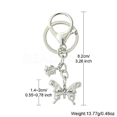 Alloy Rhineston and ABS Plastic Pearl Keychain KEYC-YW00028-01-1