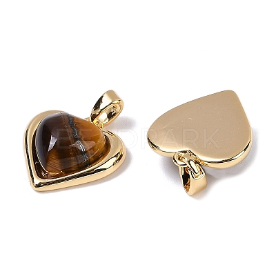 Brass with Tiger-Eye Pendants KK-Q030-19G-1