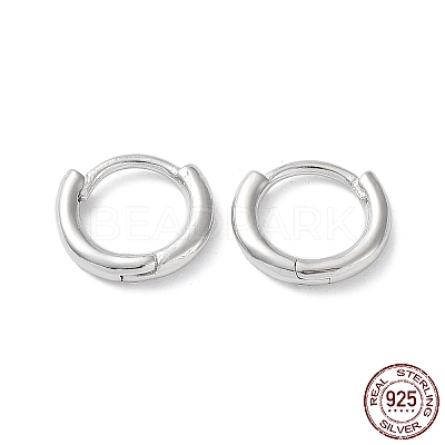 Rhodium Plated 925 Sterling Silver Huggie Hoop Earrings EJEW-K258-19A-P-1