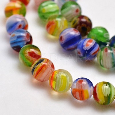 Round Millefiori Glass Beads Strands X-LK-P001-05-1