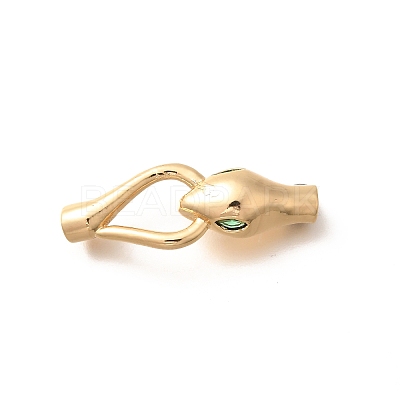Brass Micro Pave Cubic Zirconia Hook Clasps KK-C085-07G-1