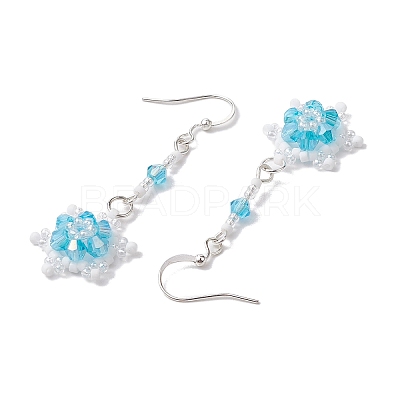Glass Seed Beaded Dangle Earrings EJEW-MZ00171-1