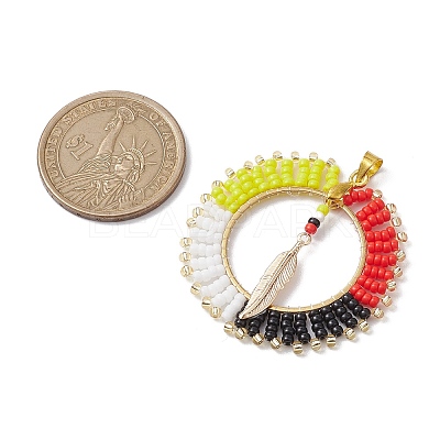 Bohemia Style Handmade Glass Seed Beads Pendants PALLOY-MZ00212-1