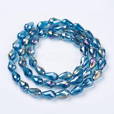 Electroplate Glass Beads Strands X-EGLA-D015-15x10mm-31-1