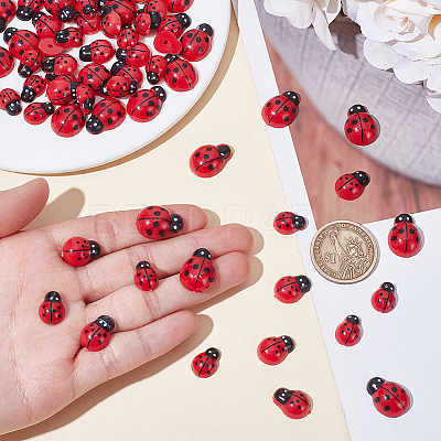160Pcs 3 Styles Plastic Simulation Ladybug AJEW-WR0002-74-1