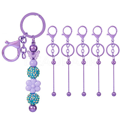 5Pcs Alloy and Brass Bar Beadable Keychain for Jewelry Making DIY Crafts DIY-SW0001-15C-1