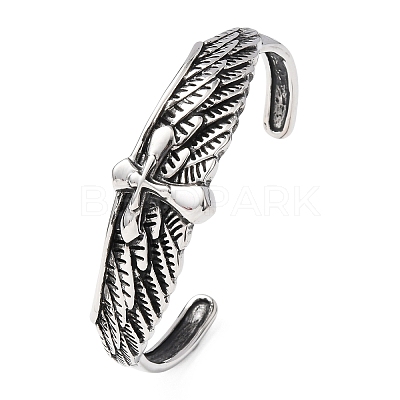 Retro 316 Surgical Stainless Steel Cuff Bangles BJEW-C142-12AS-1