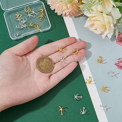 24Pcs Brass Charms Cabochon Settings KK-PH0014-17A-1