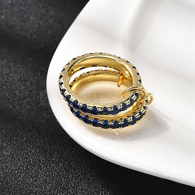 Brass Micro Pave Cubic Zirconia Finger Rings RJEW-P166-12G-1