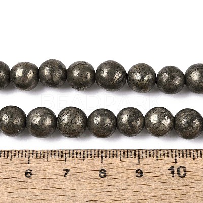 Natural Pyrite Beads Strands G-S249-01-8mm-1