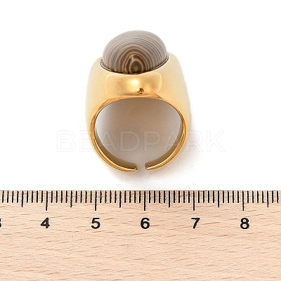 Teardrop Natural Tiger Eye Finger Rings RJEW-Q007-07G-1