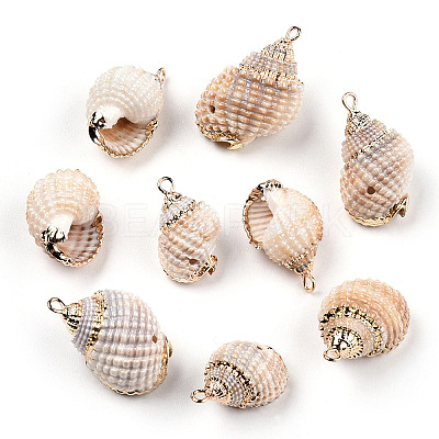 Electroplated Natural Spiral Shell Pendants SSHEL-T009-16-A01-1