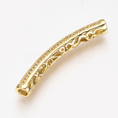 Brass Micro Pave Cubic Zirconia Tube Beads X-ZIRC-T004-75G-1