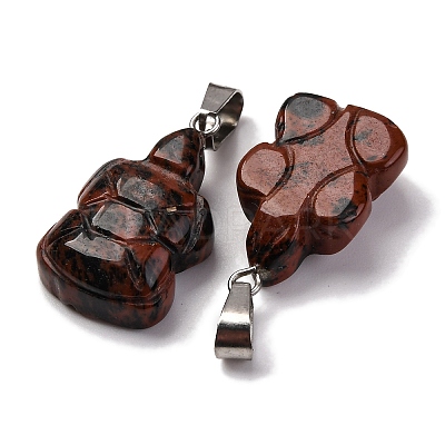 Natural Mahogany Obsidian Pendants G-B127-06P-09-1