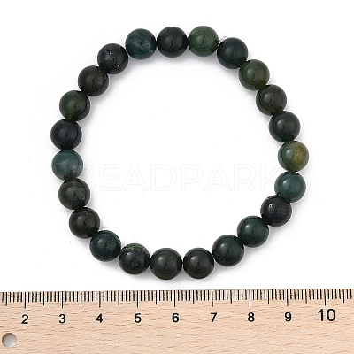 Natural Moss Agate Beaded Stretch Bracelets B072-5-1