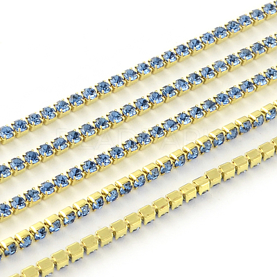 Nickel Free Raw(Unplated) Brass Rhinestone Strass Chains CHC-R119-S6-07C-1-1
