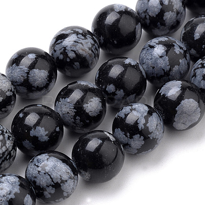 Natural Snowflake Obsidian Beads Strands G-S259-20-6mm-1
