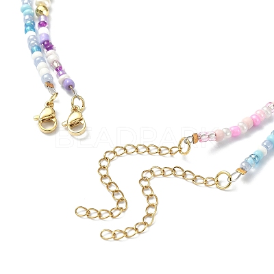 2Pcs 2 Style Glass Seed Beaded Necklaces Set NJEW-JN04356-1