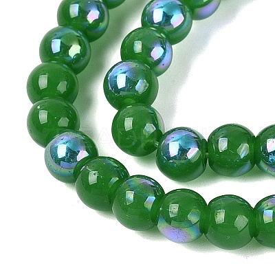 Electroplate Imitation Jade Glass Beads Strands EGLA-Q132-6MM-01B-09-1