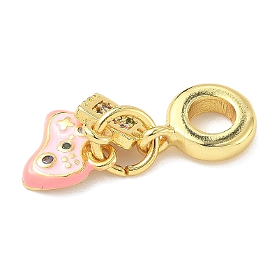 Brass Enamel European Dangle Charms KK-I355-22G-02-1