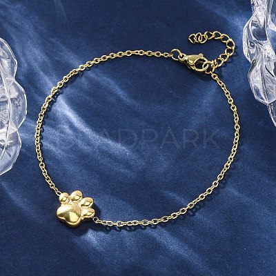 Dog Paw Print 304 Stainless Steel Pendant Necklaces & Bracelets & Stud Earrings Sets for Women SJEW-C004-20G-1