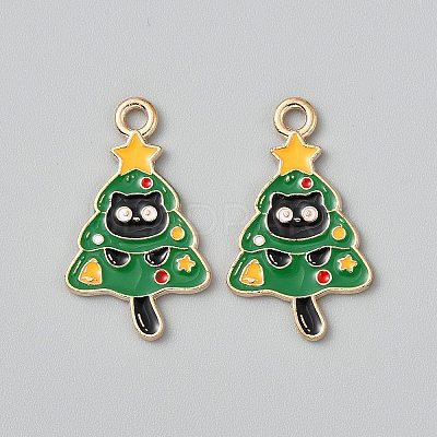 Christmas Cat Theme Alloy Enamel Pendants ENAM-CJC0013-16E-1