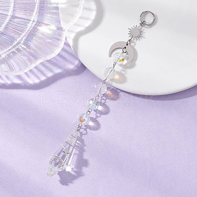 Glass Cone Round Hanging Suncatchers HJEW-JM04604-02-1