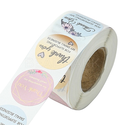 3 Patterns Round Dot Thank You Paper Self-Adhesive Gift Sticker Rolls STIC-YW0001-01-1