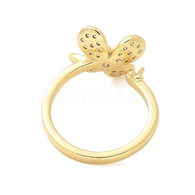 Flower Brass Micro Pave Cubic Zirconia Cuff Cup Peg Ring Settings KK-K297-23G-1