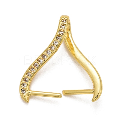Rack Plating Brass Micro Pave Cubic Zirconia Ice Pick Pinch Bails LS-KK-B056-01G-1