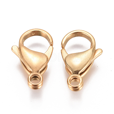 Ion Plating(IP) 304 Stainless Steel Lobster Claw Clasps STAS-F224-04G-1