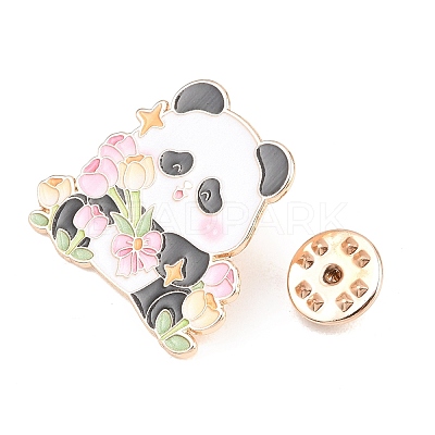 Panda with Tulip Enamel Pins JEWB-L028-02G-04-1