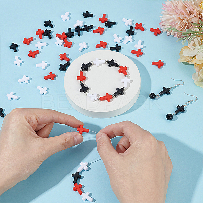 300Pcs 3 Colors Opaque Acrylic Beads SACR-WR0001-03-1