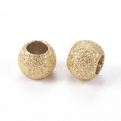 Ion Plating(IP) 304 Stainless Steel Textured Beads STAS-I081-4mm-04G-1