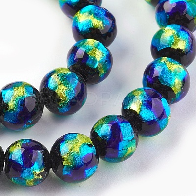Handmade Silver Foil Glass Lampwork Beads LAMP-P051-G02-10mm-1