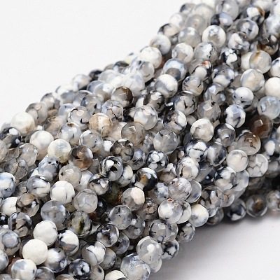Faceted Natural Agate Round Beads Strands G-E318B-4mm-05-1