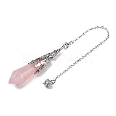 Natural Rose Quartz Pointed Dowsing Pendulum Big Pendants G-H285-06P-A22-1