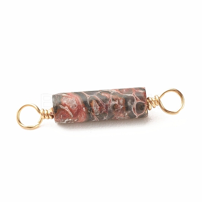 Natural Leopard Skin Jasper Connector Charms PALLOY-JF01454-04-1