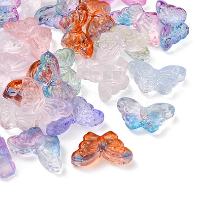 Transparent Spray Painted Glass Beads GLAA-YW0001-56-1