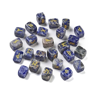 Rectangle Natural Blue Spot Jasper Rune Stones G-Z059-01K-1