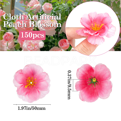 150Pcs Cloth Artificial Peach Blossom AJEW-BBC0002-33-1