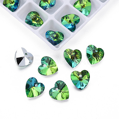 Heart Electroplated Glass Charms EGLA-N006-012A-1
