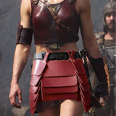 Medieval Viking PU Leather Belt Skirt AJEW-WH20077-031B-1