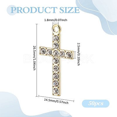 50Pcs Alloy Rhinestone Pendants FIND-ME0002-13G-1