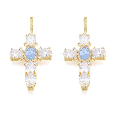 Brass Micro Pave Clear Cubic Zirconia Pendants KK-N227-108C-1