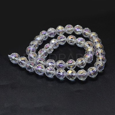 Electroplated Natural Quartz Crystal Beads Strands G-K285-10-6mm-1