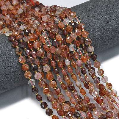 Natural Red Hematoid Quartz/Ferruginous Quartz  Beads Strands G-K389-B01-01-1